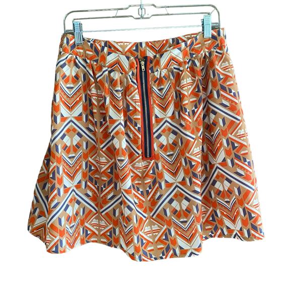 Anthropologie EMMALEE Skirt Aztec Print Size L Exposed Zipper Lined Southwestern - Picture 9 of 9
